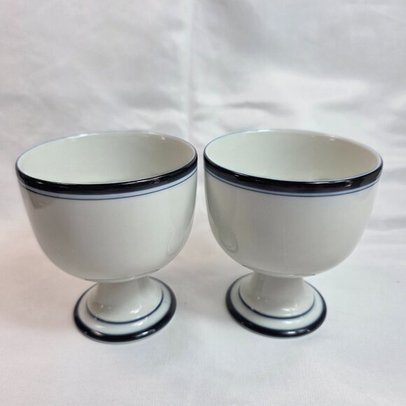 TWO Dansk Bistro Christianshavn 12 Ounce Goblets White & Blue (Japan) - Picture 1 of 12